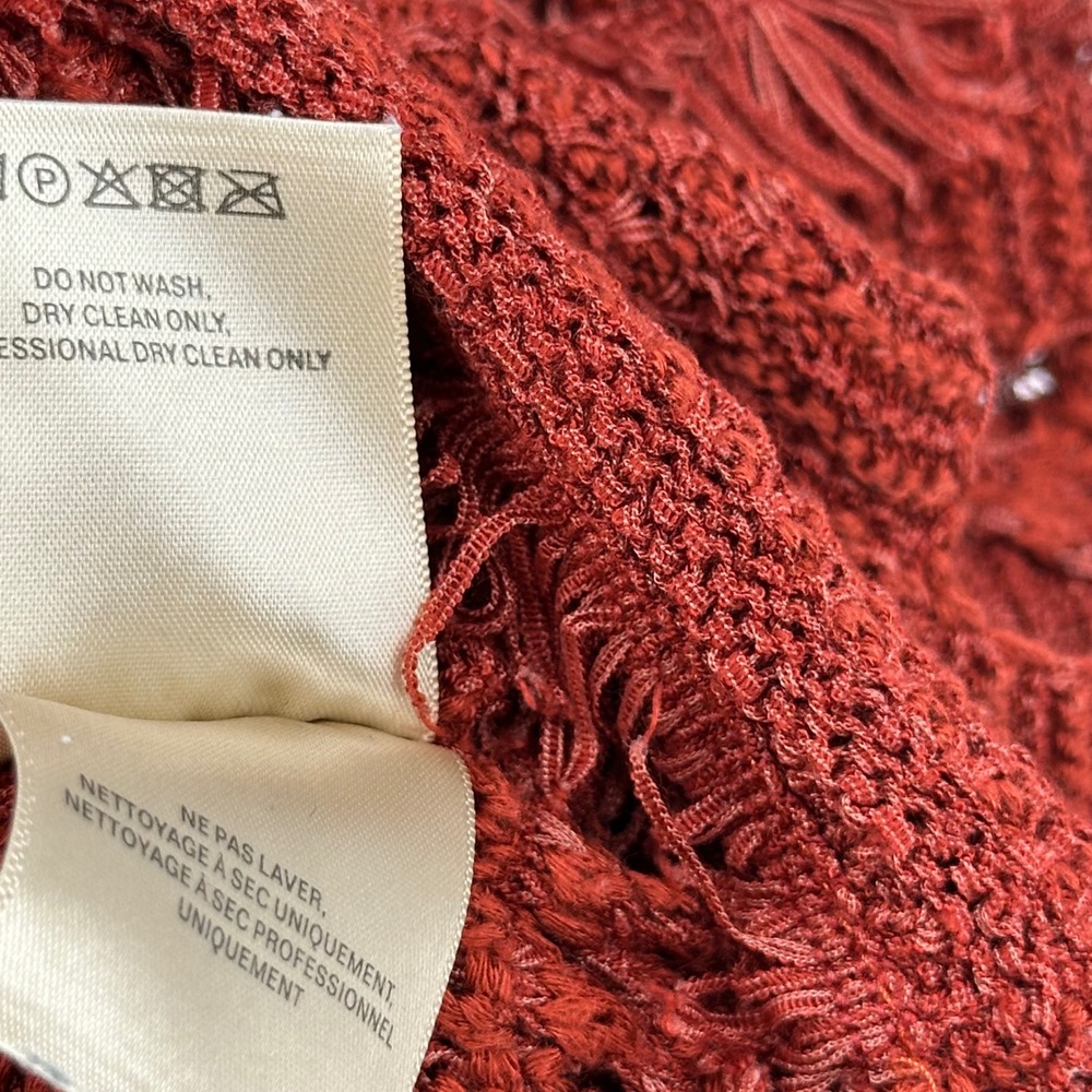 Anthropologie Pepin Crochet Knit Fringe Tank Top Orange Rust Boho Women's Small - Picture 8 of 8